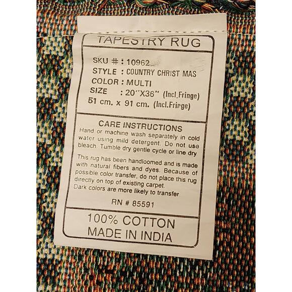 Vintage Tapestry Rug Country Christmas Cow Barn Rustic Farmhouse Table 20x36 - Picture 6 of 11